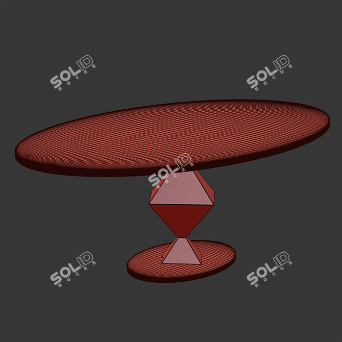 Sleek Oval Industrial Dining Table 3D model image 4