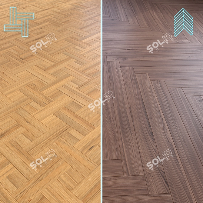 Title: Premium Wood Parquet Flooring 3D model image 1