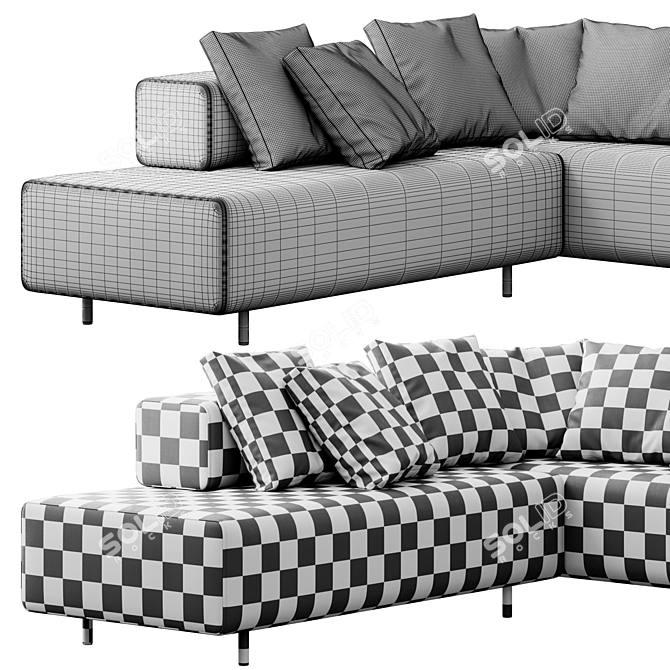 Poppin Block Party Corner Sofa 3D model image 4