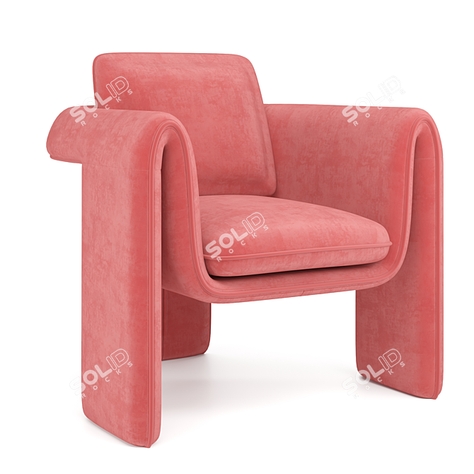 Luxury Floria Velvet Chair 3D model image 2