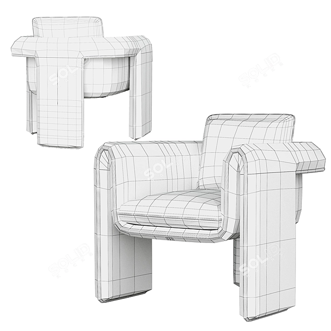 Luxury Floria Velvet Chair 3D model image 5
