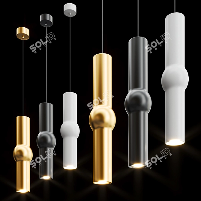 Rocket Pendant Light: Sleek Metal and Glass Design 3D model image 1