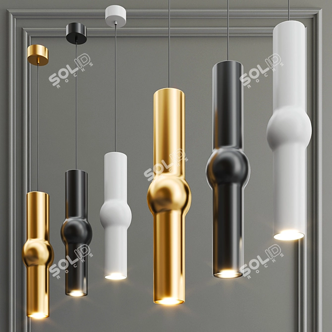 Rocket Pendant Light: Sleek Metal and Glass Design 3D model image 2