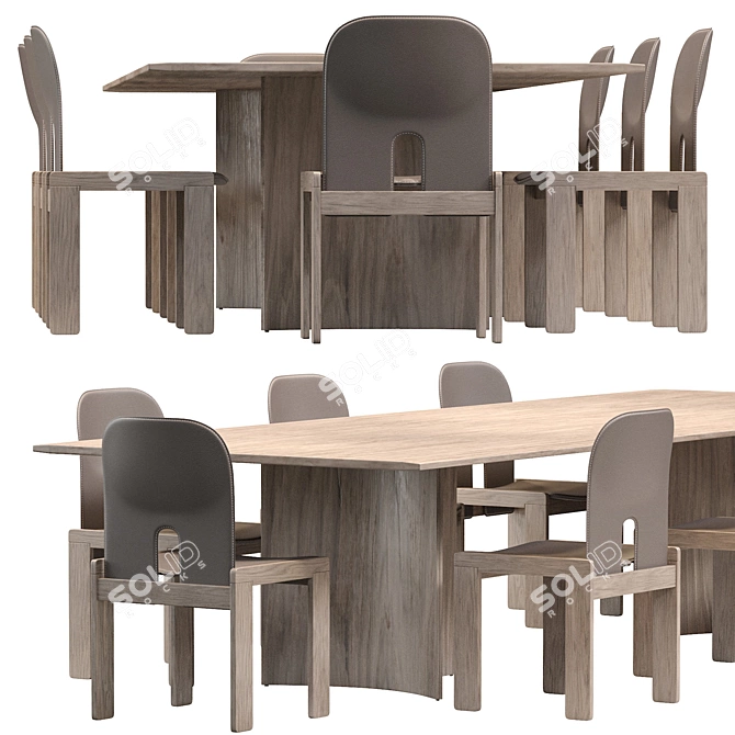 Sleek Crevasse Table & Scarpa Chair 3D model image 5