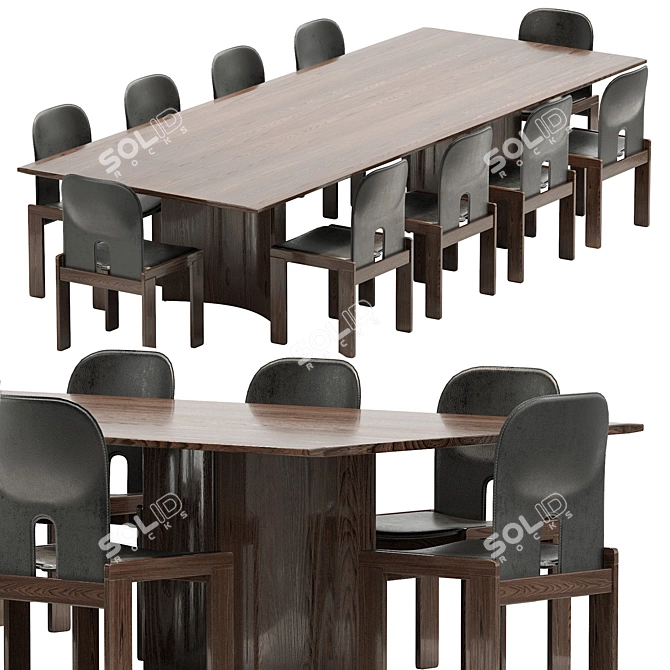 Sleek Crevasse Table & Scarpa Chair 3D model image 9