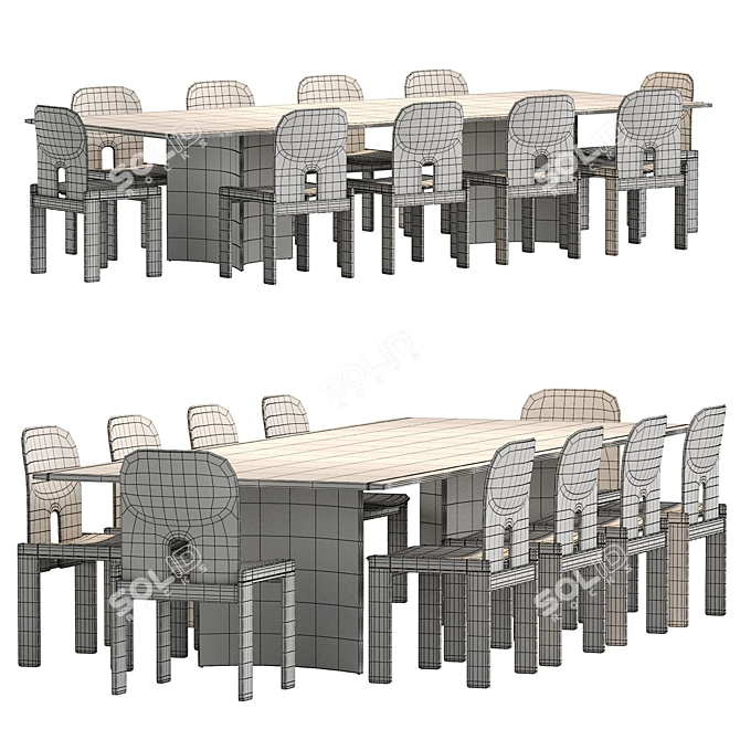 Sleek Crevasse Table & Scarpa Chair 3D model image 13
