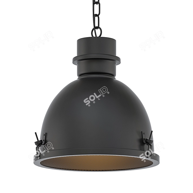 Stijlvolle mat zwarte industriële hanglamp 3D model image 1