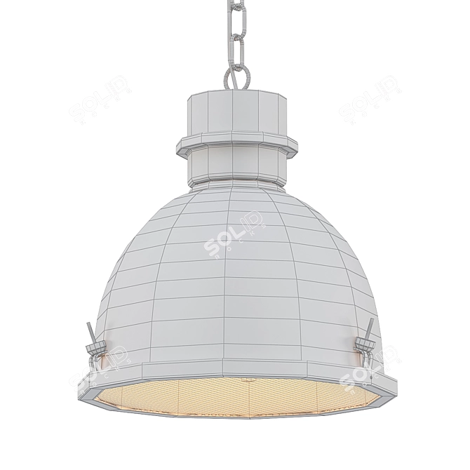 Stijlvolle mat zwarte industriële hanglamp 3D model image 2