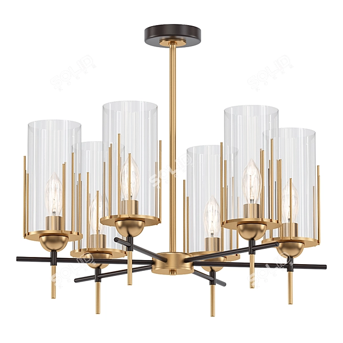 Modern Black and Gold Chandelier 3D model image 1