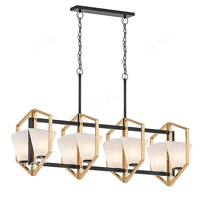 Golden Oblique Linear Pendant: Maxim 8-Light 3D model image 1