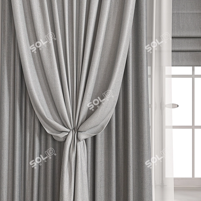 Elegant Drapery Curtain 3D model image 2