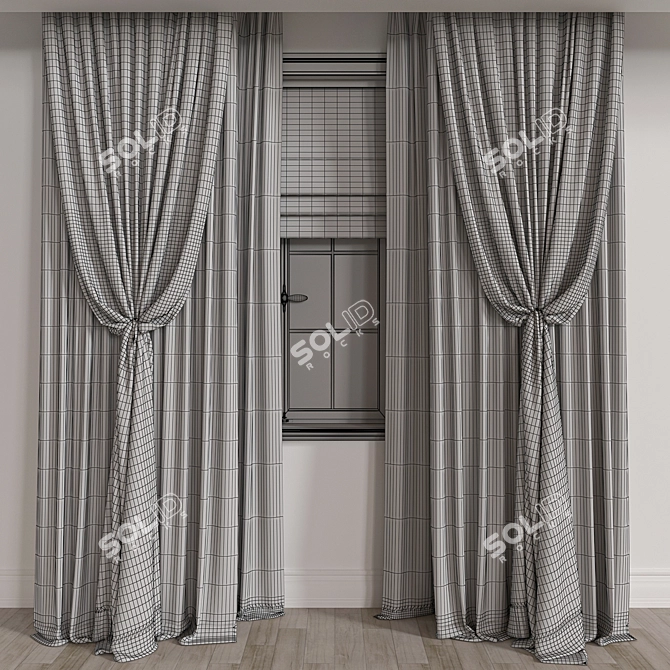 Elegant Drapery Curtain 3D model image 3