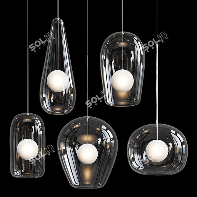 Elegant Metal and Glass Pendant: Cattelan Italia Melody LE 3D model image 1