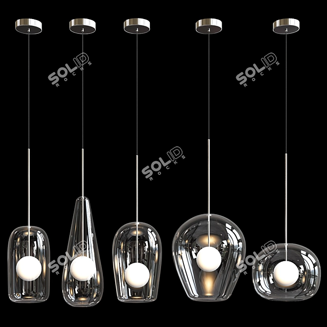 Elegant Metal and Glass Pendant: Cattelan Italia Melody LE 3D model image 2