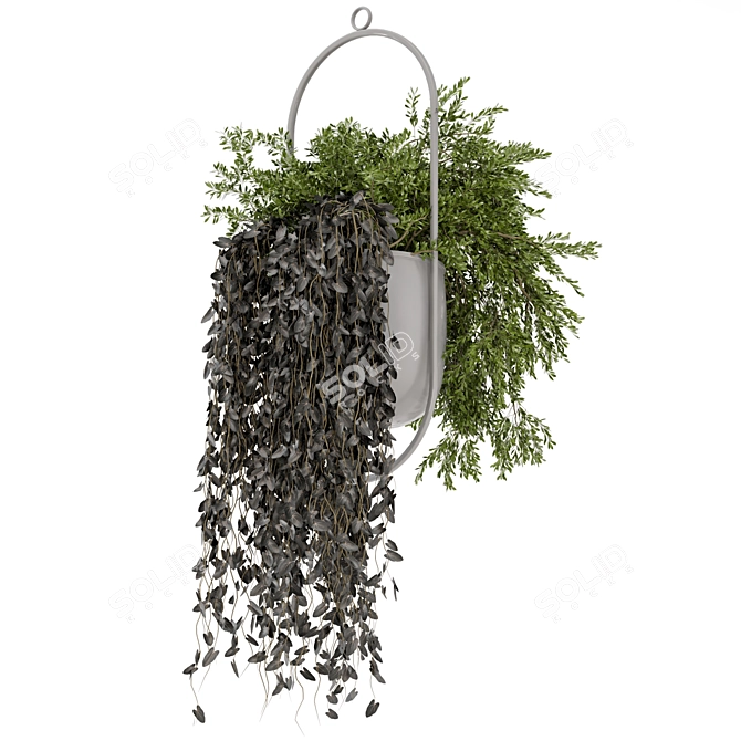 Metal Vase Hanging Plants Set 3D model image 4