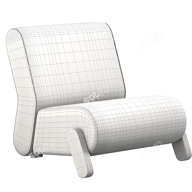 Sleek and Stylish Base Easy Chair 3D model image 3