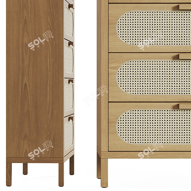 Title: Alder Tall 5-Drawer Dresser 3D model image 2