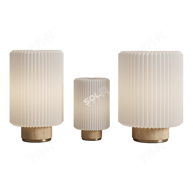 Elegant Oak Base Cylinder Lamp 3D model image 1