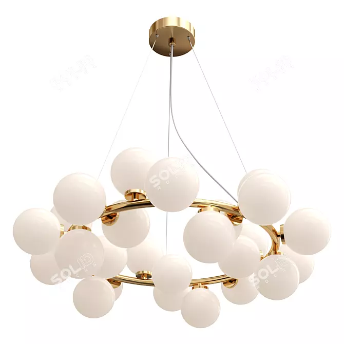 Elegant White Chandelier | 72cm Diameter 3D model image 1