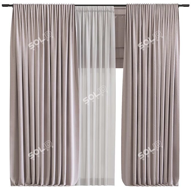 Refined Curtain with Reinforced Structure 3D model image 1