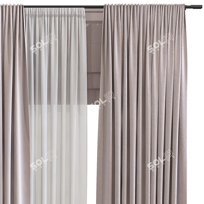 Refined Curtain with Reinforced Structure 3D model image 3