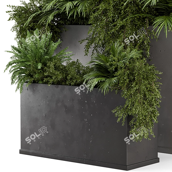 Rustic Concrete Pot with Outdoor Plants - Set 576 3D model image 3