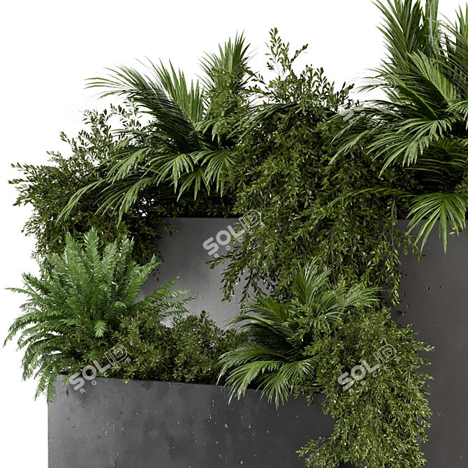 Rustic Concrete Pot with Outdoor Plants - Set 576 3D model image 4