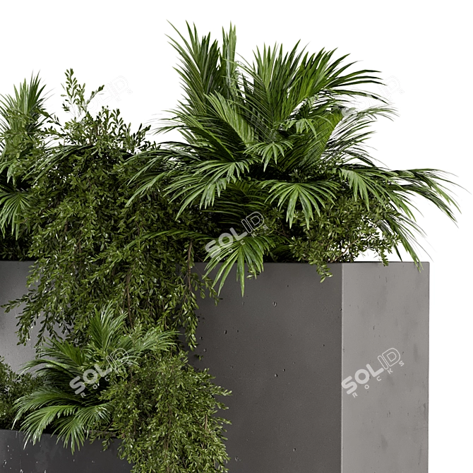 Rustic Concrete Pot with Outdoor Plants - Set 576 3D model image 5