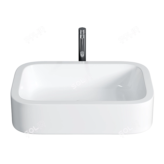 White Ceramic Rectangular Vessel Sink 3D model image 2