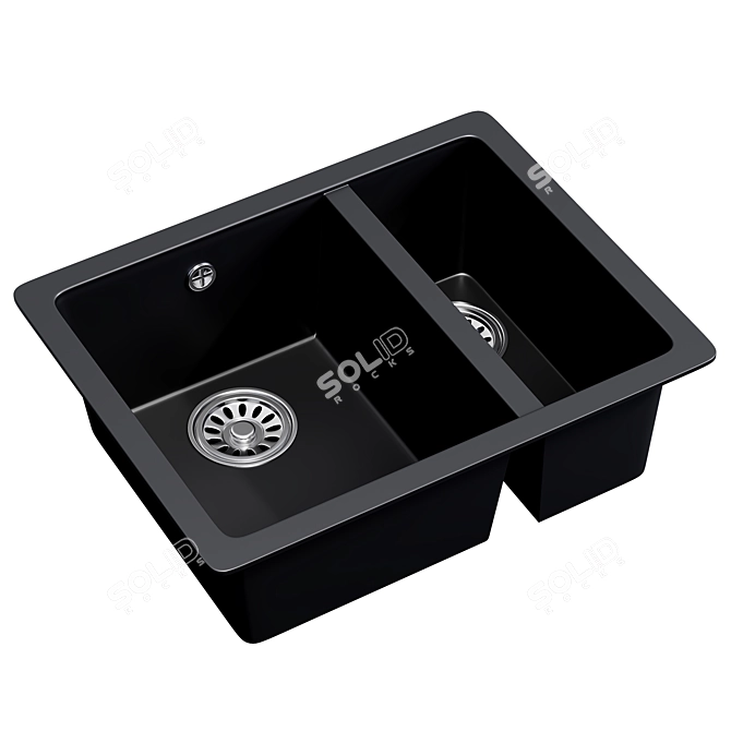 Ash Black Granite Kitchen Sink 3D model image 1