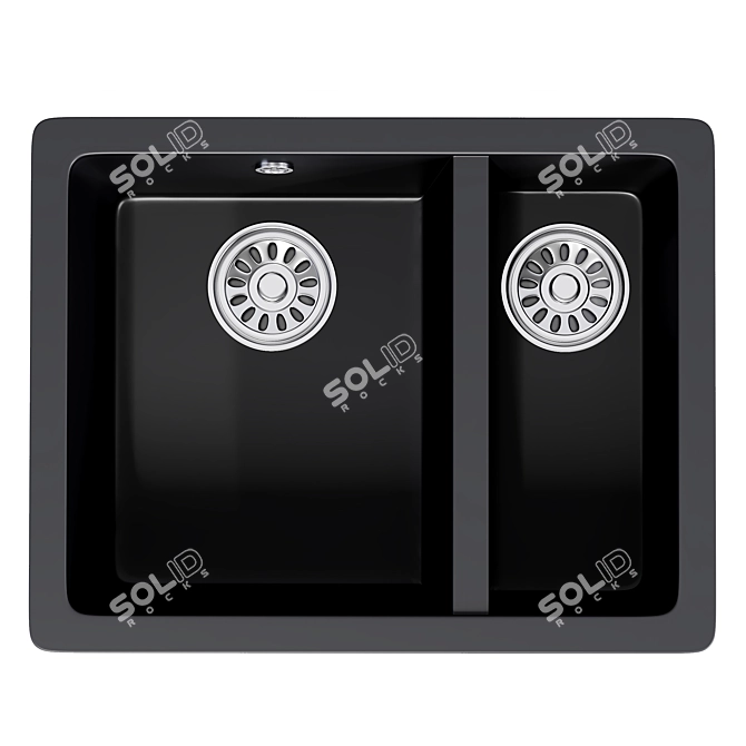 Ash Black Granite Kitchen Sink 3D model image 2