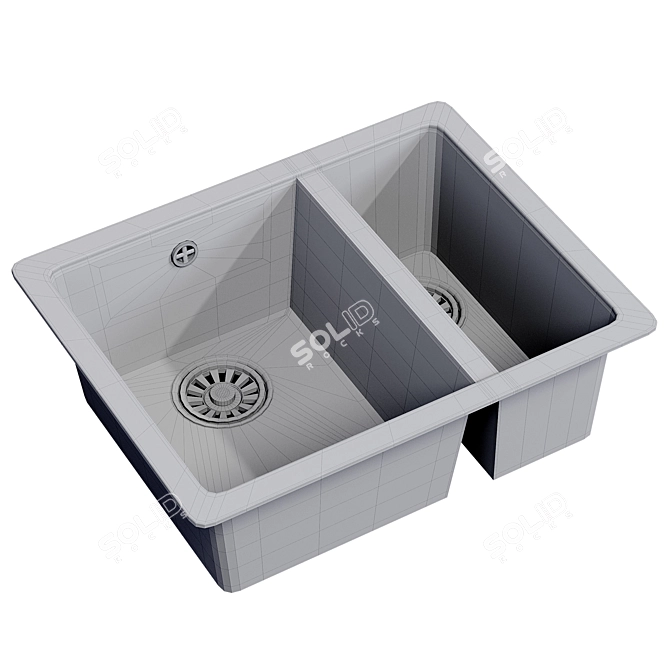 Ash Black Granite Kitchen Sink 3D model image 3