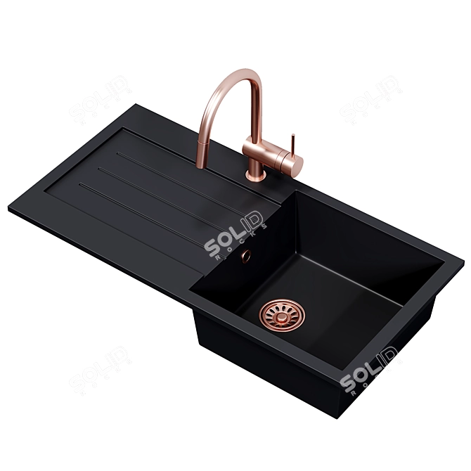 Venice 1.0 Bowl Black Composite Sink 3D model image 1