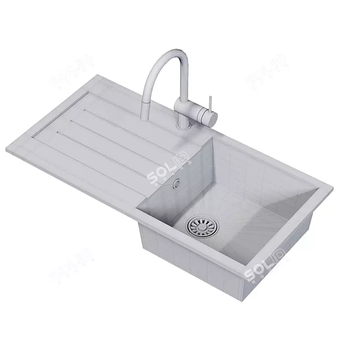 Venice 1.0 Bowl Black Composite Sink 3D model image 2