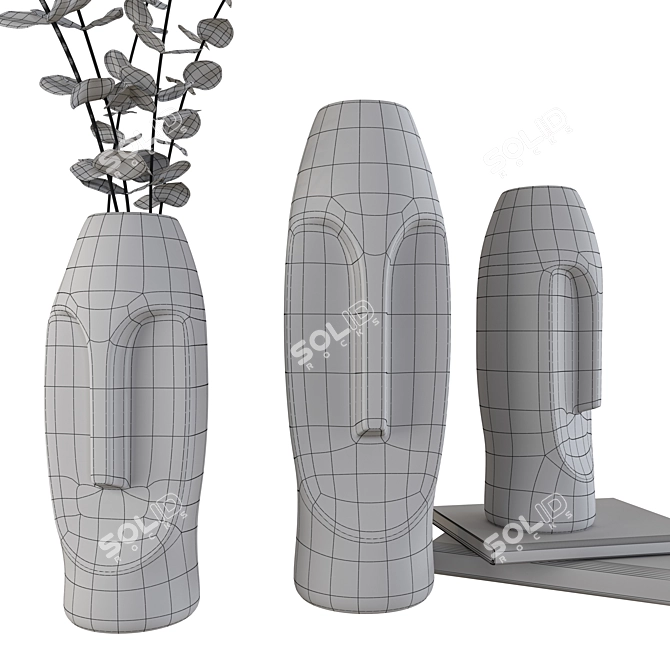 Sleek Abstract Ceramic Vase 3D model image 3