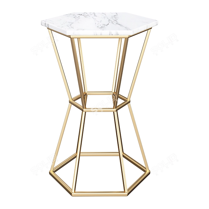 Hexagonal Marble Table - Elegant Home Décor 3D model image 1