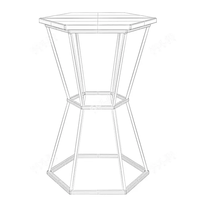 Hexagonal Marble Table - Elegant Home Décor 3D model image 2