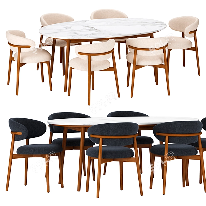 Modern Dining Set with Oleandro Chair 3D model image 1