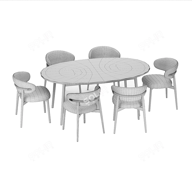 Modern Dining Set with Oleandro Chair 3D model image 3