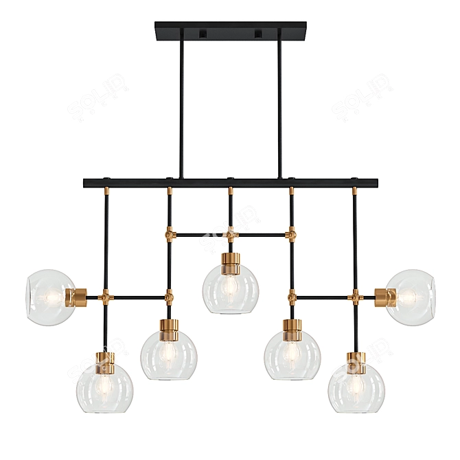 Modern Glass Linear Chandelier 3D model image 1