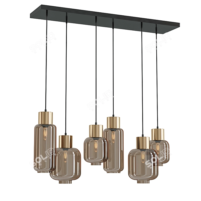 Luxe 6-Light Pendant Chandelier 3D model image 1