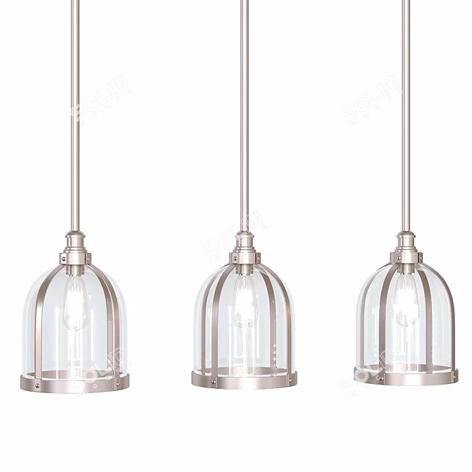 Sleek Wide Pendant Light 3D model image 1