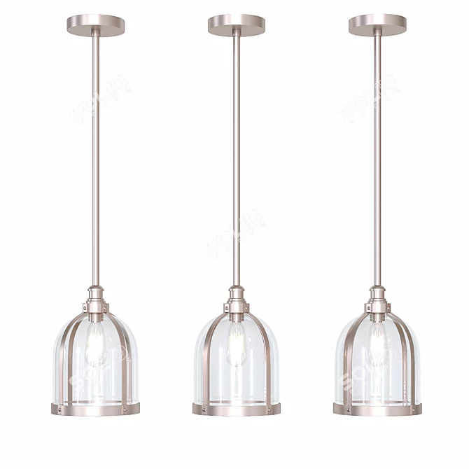 Sleek Wide Pendant Light 3D model image 2