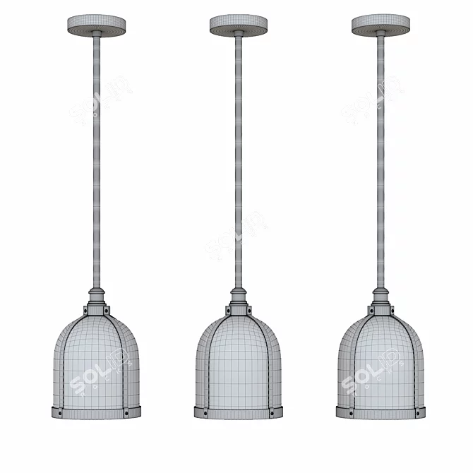 Sleek Wide Pendant Light 3D model image 3