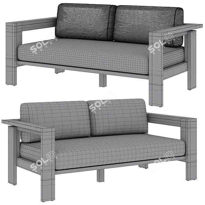 Walker Metal Outdoor Loveseat: Stylish and Durable Patio Seating 3D model image 4