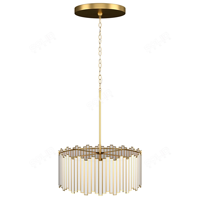 Gilded Drum Pendant Light 3D model image 1