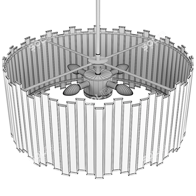Gilded Drum Pendant Light 3D model image 4