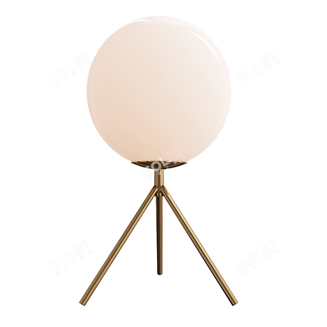 Opal Glass Sphere Gold Desk Lamp 3D model image 1