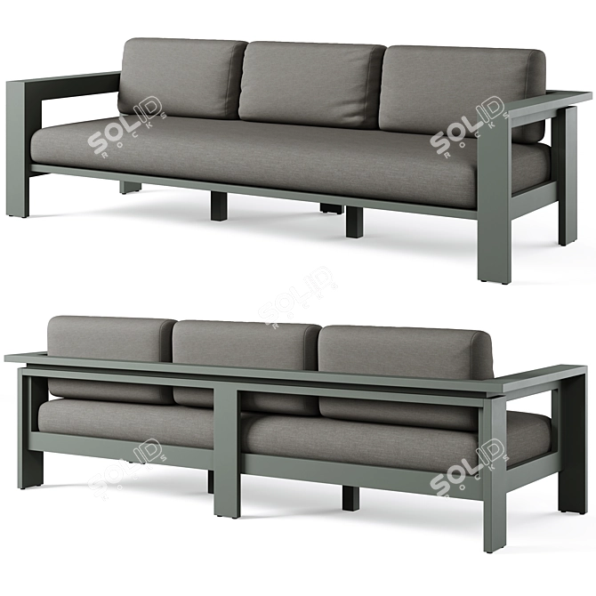 Metal Outdoor Sofa: Walker by Crate and Barrel 3D model image 1