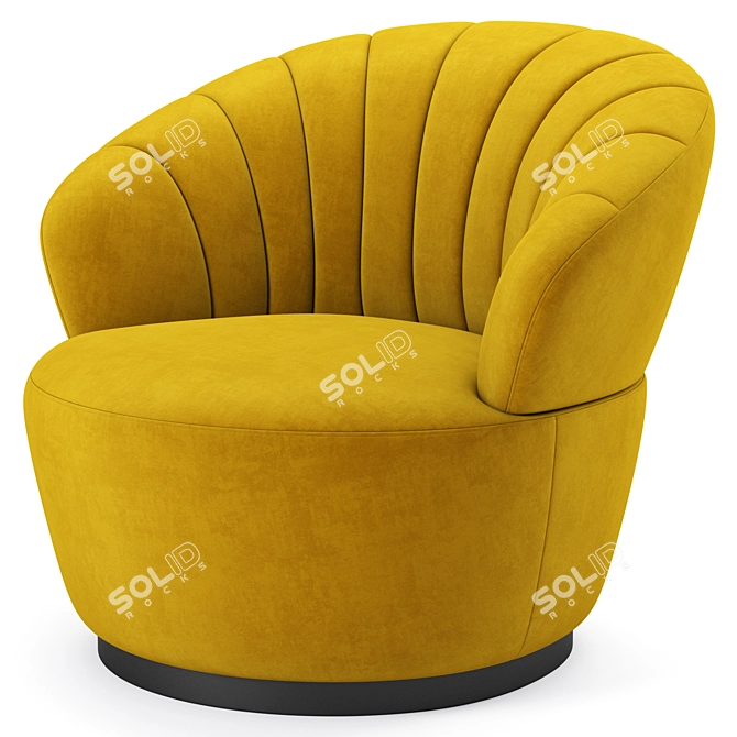 Luxurious Velvet Swivel Chair 3D model image 3